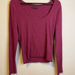 Abercrombie and Fitch Burgundy Sparkle Long Sleeve Top